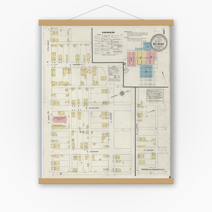 Old map wall art mockup — magnetic wood frame on white wall — Sanborn Fire Insurance Map from McAdoo, Schuylkill County, Pennsylvania (1912) - Complete Map Set