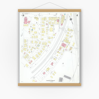 Old map wall art mockup — magnetic wood frame on white wall — Sanborn Fire Insurance Map from Mingo Junction, Jefferson County, Ohio (1946), Sheet #0004