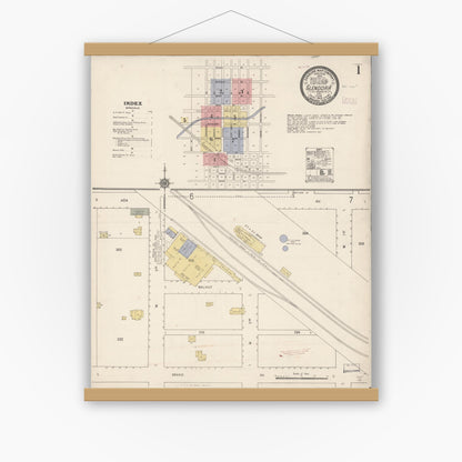 Old map wall art mockup — magnetic wood frame on white wall — Sanborn Fire Insurance Map from Glendora, Los Angeles County, California (1910) - Complete Map Set