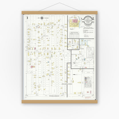 Old map wall art mockup — magnetic wood frame on white wall — Sanborn Fire Insurance Map from Lexington, Sanilac County, Michigan (1940) - Complete Map Set