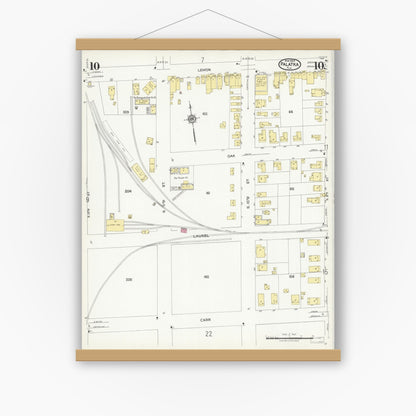 Old map wall art mockup — magnetic wood frame on white wall — Sanborn Fire Insurance Map from Palatka, Putnam County, Florida (1924), Sheet #0010