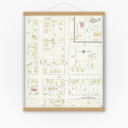 Old map wall art mockup — magnetic wood frame on white wall — Sanborn Fire Insurance Map from Seneca, La Salle County, Illinois (1913), Sheet #0004
