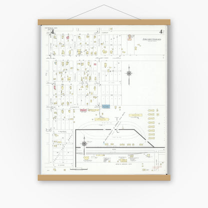 Old map wall art mockup — magnetic wood frame on white wall — Sanborn Fire Insurance Map from Centreville, Saint Joseph County, Michigan (1939), Sheet #0004