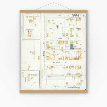 Old map wall art mockup — magnetic wood frame on white wall — Sanborn Fire Insurance Map from Egg Harbor City, Atlantic County, New Jersey (1903), Sheet #0004