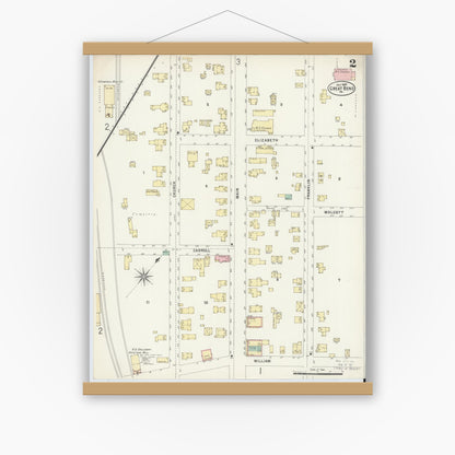 Old map wall art mockup — magnetic wood frame on white wall — Sanborn Fire Insurance Map from Great Bend, Susquehanna County, Pennsylvania (1897), Sheet #0002