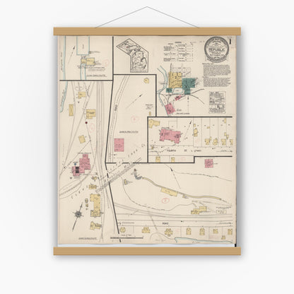 Old map wall art mockup — magnetic wood frame on white wall — Sanborn Fire Insurance Map from Republic, Marquette County, Michigan (1922), Sheet #0001