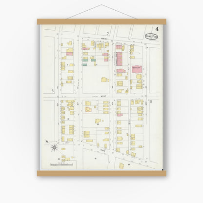 Old map wall art mockup — magnetic wood frame on white wall — Sanborn Fire Insurance Map from Homestead, Allegheny County, Pennsylvania (1896), Sheet #0004