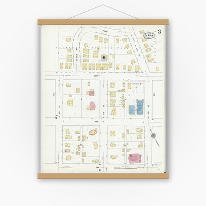 Old map wall art mockup — magnetic wood frame on white wall — Sanborn Fire Insurance Map from De Kalb, De Kalb County, Illinois (1912), Sheet #0003