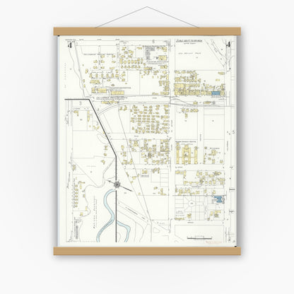 Old map wall art mockup — magnetic wood frame on white wall — Sanborn Fire Insurance Map from Wahiawa, Honolulu County, Hawaii (1942), Sheet #0004