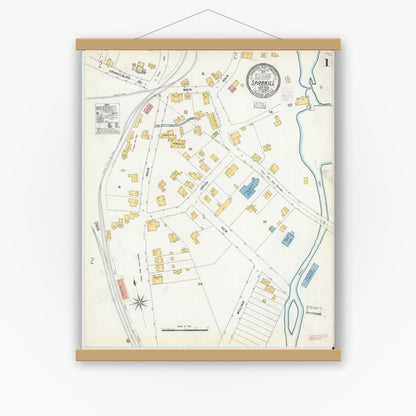 Old map wall art mockup — magnetic wood frame on white wall — Sanborn Fire Insurance Map from Sparkill, Rockland County, New York (1903) - Complete Map Set