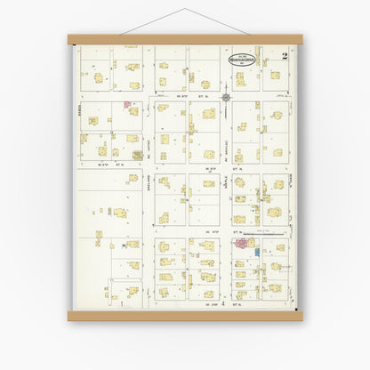 Old map wall art mockup — magnetic wood frame on white wall — Sanborn Fire Insurance Map from Mountain Grove, Wright County, Missouri (1915), Sheet #0002