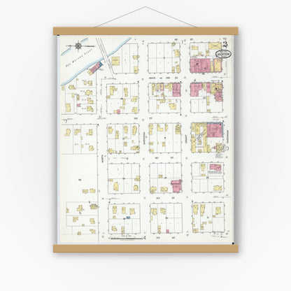 Old map wall art mockup — magnetic wood frame on white wall — Sanborn Fire Insurance Map from Jackson, Jackson County, Minnesota (1917), Sheet #0002