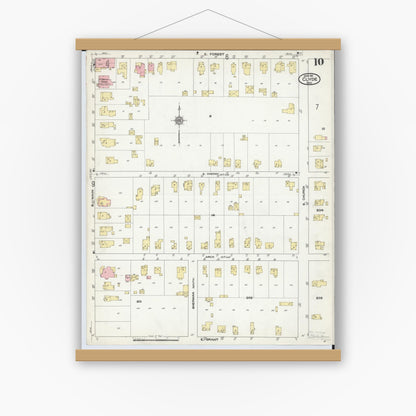 Old map wall art mockup — magnetic wood frame on white wall — Sanborn Fire Insurance Map from Clyde, Sandusky County, Ohio (1911), Sheet #0010