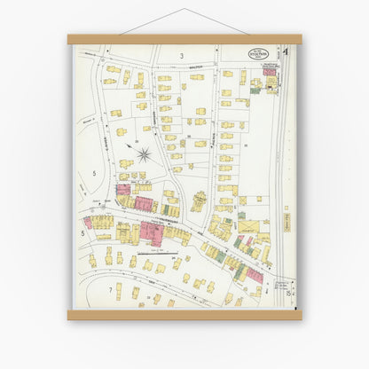 Old map wall art mockup — magnetic wood frame on white wall — Sanborn Fire Insurance Map from Hyde Park, Norfolk County, Massachusetts (1900), Sheet #0004