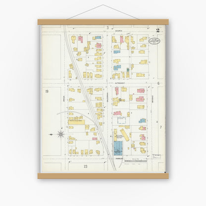 Old map wall art mockup — magnetic wood frame on white wall — Sanborn Fire Insurance Map from Lockport, Niagara County, New York (1903), Sheet #0002