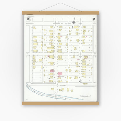 Old map wall art mockup — magnetic wood frame on white wall — Sanborn Fire Insurance Map from Jacksonville, Athens County, Ohio (1948), Sheet #0002