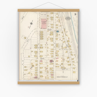 Old map wall art mockup — magnetic wood frame on white wall — Sanborn Fire Insurance Map from Cementon, Lehigh County, Pennsylvania (1924), Sheet #0003