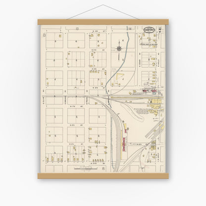 Old map wall art mockup — magnetic wood frame on white wall — Sanborn Fire Insurance Map from Sanford, Seminole County, Florida (1922), Sheet #0007