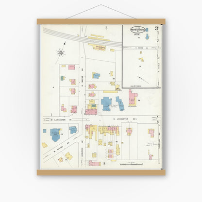 Old map wall art mockup — magnetic wood frame on white wall — Sanborn Fire Insurance Map from Wayne, Delaware County, Pennsylvania (1909), Sheet #0003