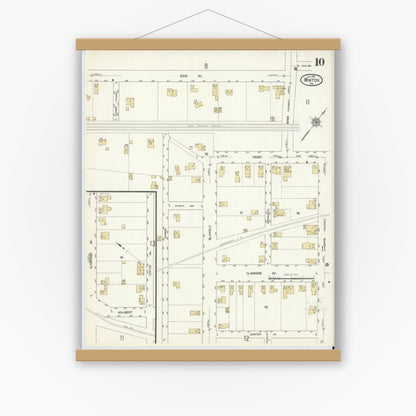 Old map wall art mockup — magnetic wood frame on white wall — Sanborn Fire Insurance Map from Winton, Lackawanna County, Pennsylvania (1912), Sheet #0010