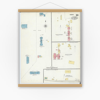Old map wall art mockup — magnetic wood frame on white wall — Sanborn Fire Insurance Map from Mount Vernon, Knox County, Ohio (1903), Sheet #0019