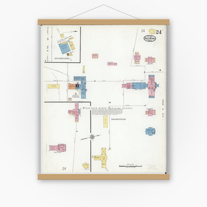 Old map wall art mockup — magnetic wood frame on white wall — Sanborn Fire Insurance Map from Red Wing, Goodhue County, Minnesota (1917), Sheet #0024