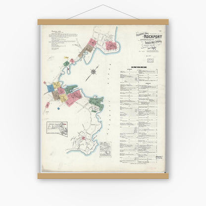 Old map wall art mockup — magnetic wood frame on white wall — Sanborn Fire Insurance Map from Rockport, Essex County, Massachusetts (1917) - Complete Map Set