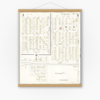 Old map wall art mockup — magnetic wood frame on white wall — Sanborn Fire Insurance Map from Valley Junction, Polk County, Iowa (1941), Sheet #0005