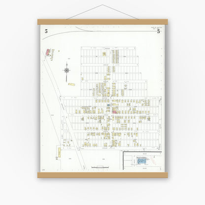 Old map wall art mockup — magnetic wood frame on white wall — Sanborn Fire Insurance Map from Port Saint Joe, Gulf County, Florida (1940), Sheet #0005