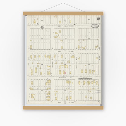 Old map wall art mockup — magnetic wood frame on white wall — Sanborn Fire Insurance Map from Ashland, Ashland County, Wisconsin (1895), Sheet #0010