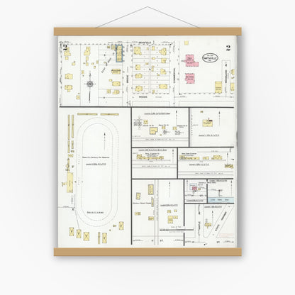 Old map wall art mockup — magnetic wood frame on white wall — Sanborn Fire Insurance Map from Smithville, Clay County, Missouri (1928), Sheet #0002