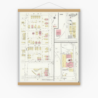 Old map wall art mockup — magnetic wood frame on white wall — Sanborn Fire Insurance Map from Marcus Hook, Chester County, Pennsylvania (1912), Sheet #0003