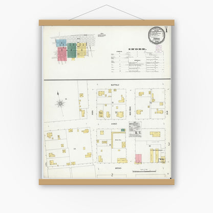 Old map wall art mockup — magnetic wood frame on white wall — Sanborn Fire Insurance Map from Forney, Kaufman County, Texas (1901) - Complete Map Set