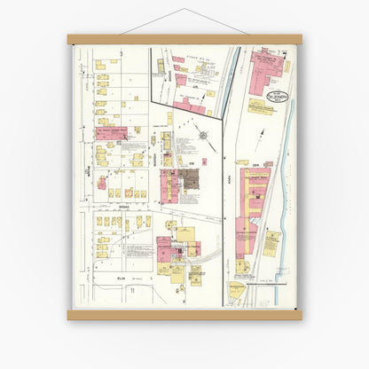 Old map wall art mockup — magnetic wood frame on white wall — Sanborn Fire Insurance Map from Saint Joseph, Berrien County, Michigan (1921), Sheet #0007