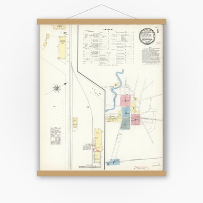 Old map wall art mockup — magnetic wood frame on white wall — Sanborn Fire Insurance Map from Hayward, Alameda County, California (1896) - Complete Map Set
