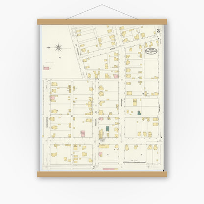 Old map wall art mockup — magnetic wood frame on white wall — Sanborn Fire Insurance Map from Saltsburg, Indiana County, Pennsylvania (1909), Sheet #0003