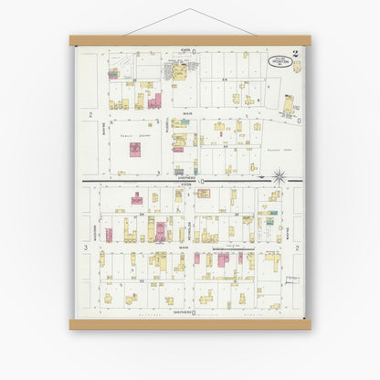 Old map wall art mockup — magnetic wood frame on white wall — Sanborn Fire Insurance Map from Ironton, Iron County, Missouri (1900), Sheet #0002