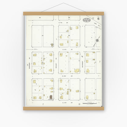 Old map wall art mockup — magnetic wood frame on white wall — Sanborn Fire Insurance Map from Hereford, Deaf Smith County, Texas (1920), Sheet #0006