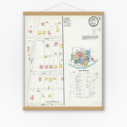 Old map wall art mockup — magnetic wood frame on white wall — Sanborn Fire Insurance Map from Sewickley, Allegheny County, Pennsylvania (1900) - Complete Map Set