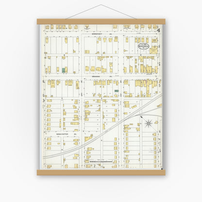 Old map wall art mockup — magnetic wood frame on white wall — Sanborn Fire Insurance Map from Windber, Somerset County, Pennsylvania (1904), Sheet #0004