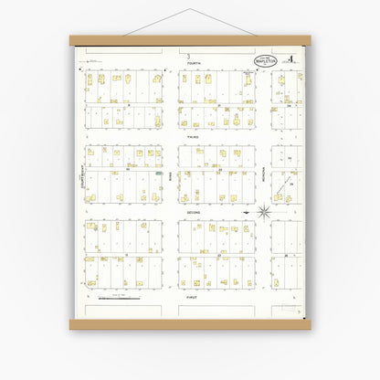 Old map wall art mockup — magnetic wood frame on white wall — Sanborn Fire Insurance Map from Mapleton, Monona County, Iowa (1909), Sheet #0004