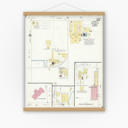 Old map wall art mockup — magnetic wood frame on white wall — Sanborn Fire Insurance Map from Wausau, Marathon County, Wisconsin (1912), Sheet #0035