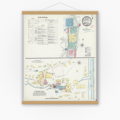 Old map wall art mockup — magnetic wood frame on white wall — Sanborn Fire Insurance Map from Honesdale, Wayne County, Pennsylvania (1897) - Complete Map Set