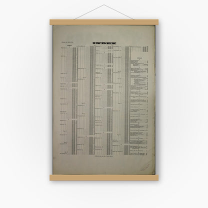 Old map wall art mockup — magnetic wood frame on white wall — Sanborn Fire Insurance Map from Chicago, Cook County, Illinois (1919), Sheet #0001