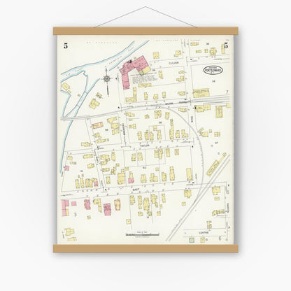 Old map wall art mockup — magnetic wood frame on white wall — Sanborn Fire Insurance Map from Fort Edward, Washington County, New York (1924), Sheet #0005