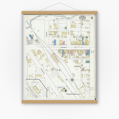 Old map wall art mockup — magnetic wood frame on white wall — Sanborn Fire Insurance Map from Boscobel, Grant County, Wisconsin (1904), Sheet #0002