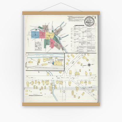 Old map wall art mockup — magnetic wood frame on white wall — Sanborn Fire Insurance Map from Boonville, Oneida County, New York (1909) - Complete Map Set