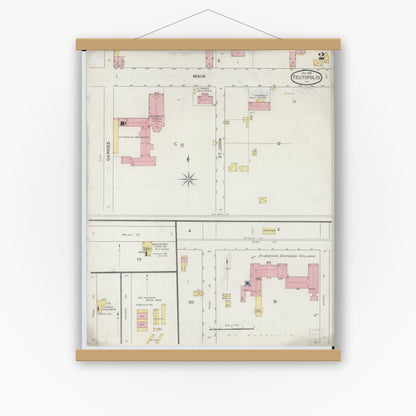 Old map wall art mockup — magnetic wood frame on white wall — Sanborn Fire Insurance Map from Teutopolis, Effingham County, Illinois (1893), Sheet #0002