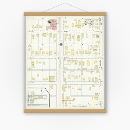 Old map wall art mockup — magnetic wood frame on white wall — Sanborn Fire Insurance Map from West Palm Beach, Dade County, Florida (1912), Sheet #0003