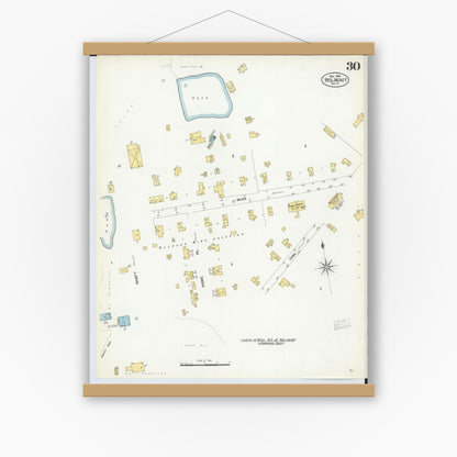 Old map wall art mockup — magnetic wood frame on white wall — Sanborn Fire Insurance Map from Red Jacket, Houghton County, Michigan (1908), Sheet #0030
